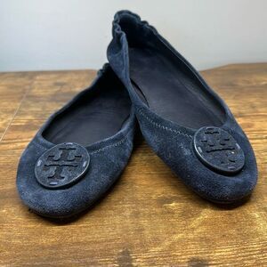 Tory Burch Minnie Travel Ballet Flat Suede Navy Size 7.5